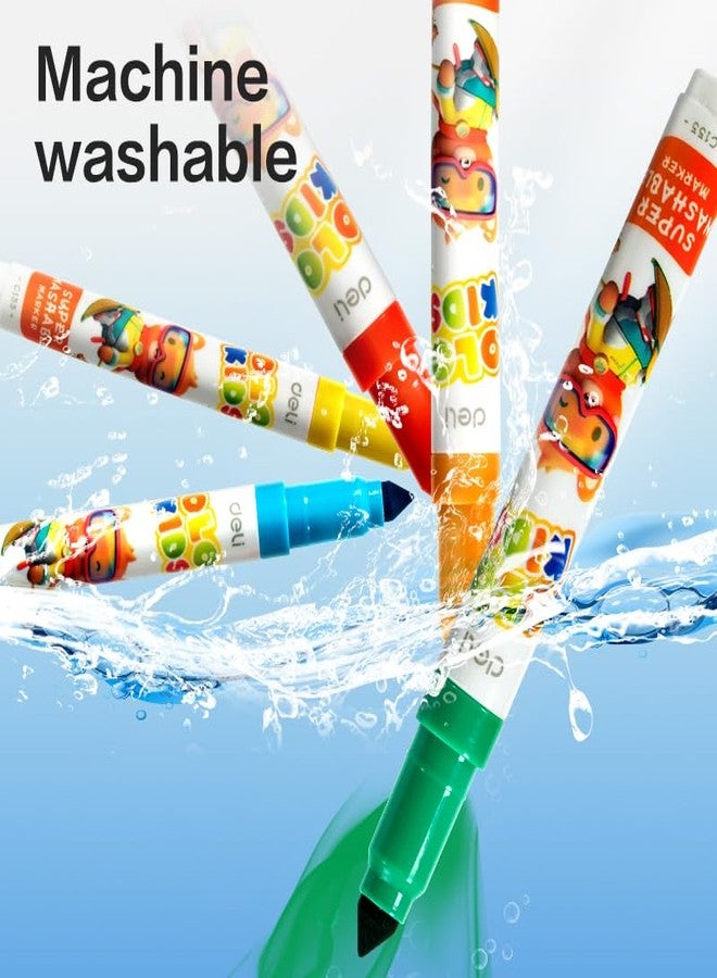 deli EC155-12 Washable Marker | Quick-Drying, Smudge-Free Ink (12 Shades) - Image 2